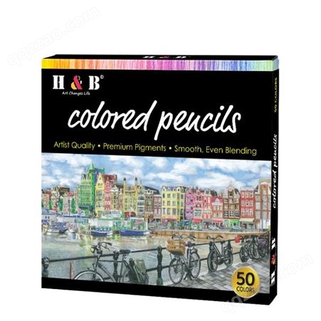 H&B彩色铅笔50/72色专业手绘涂鸦美术绘画用品油性彩铅批发亚马逊