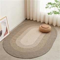 简约羊毛手工圆形编织地毯客厅 北欧ins沙发日式卧室床边毯地垫